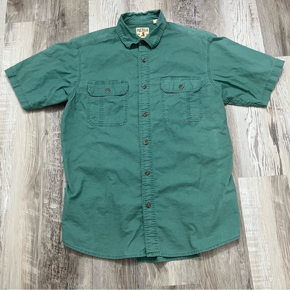 Redhead Mens Button Up Shirt Size Large Green Hiking Outdoors Camping